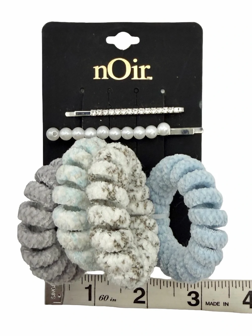 Noir Hair Accessory Set Rhinestone Pearl Bobby Pins And Spiral Hair Ties 6 PCS